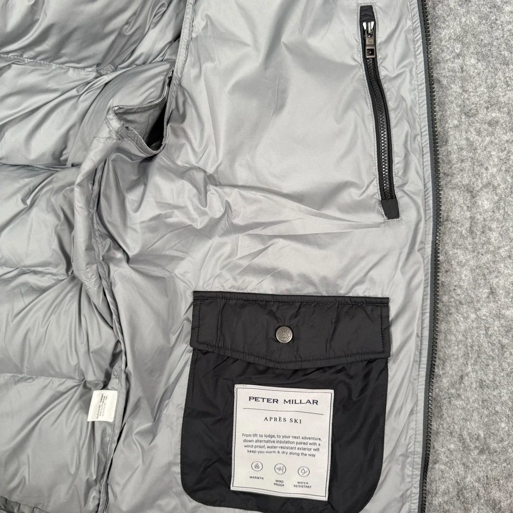 Peter Millar Mens XL Gray Camo Après Ski Puffer Vest Water Resistant MF22Z01